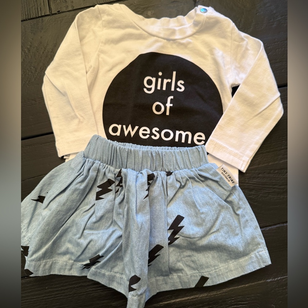 Tiny Tribe Light Blue Skort with Long Sleeve Shirt